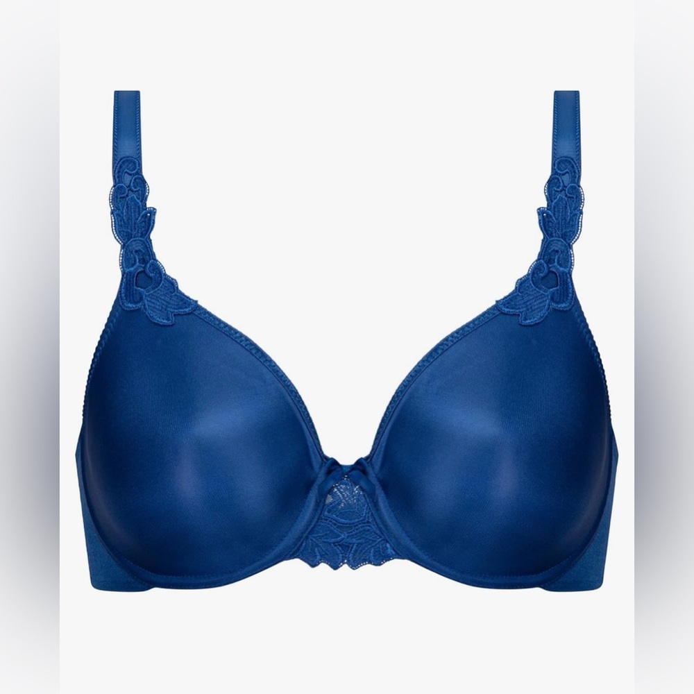 Chantelle Hedona Blue Bra Women's Underwire T-Shirt Bra with Lace Accents 42B